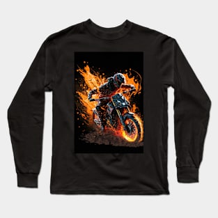 Dirt Bike With Flames Long Sleeve T-Shirt